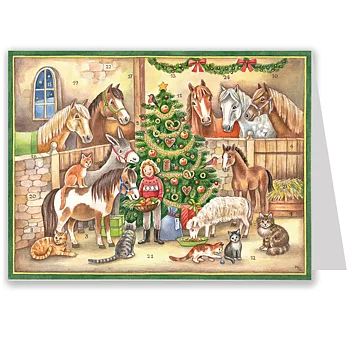 Adventskalenderkort - I stallet