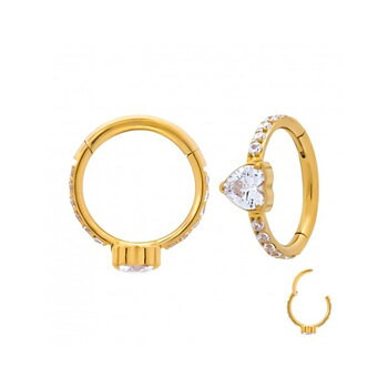Clicker - crystal heart - gold PVD