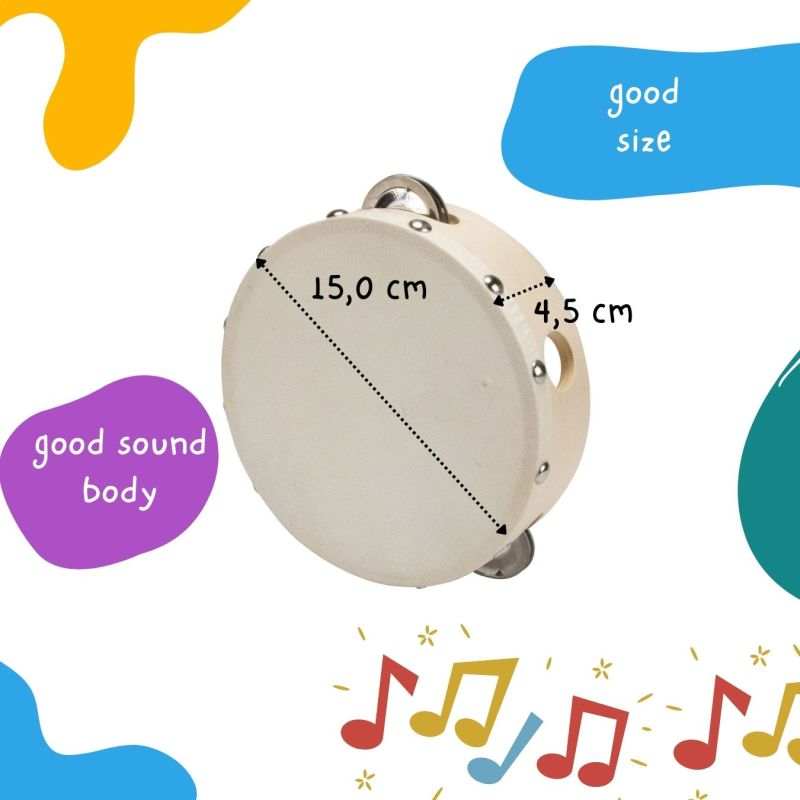Musikinstrument  Barn Tamburin tyska GICO Spielwaren -  15 cm - 3