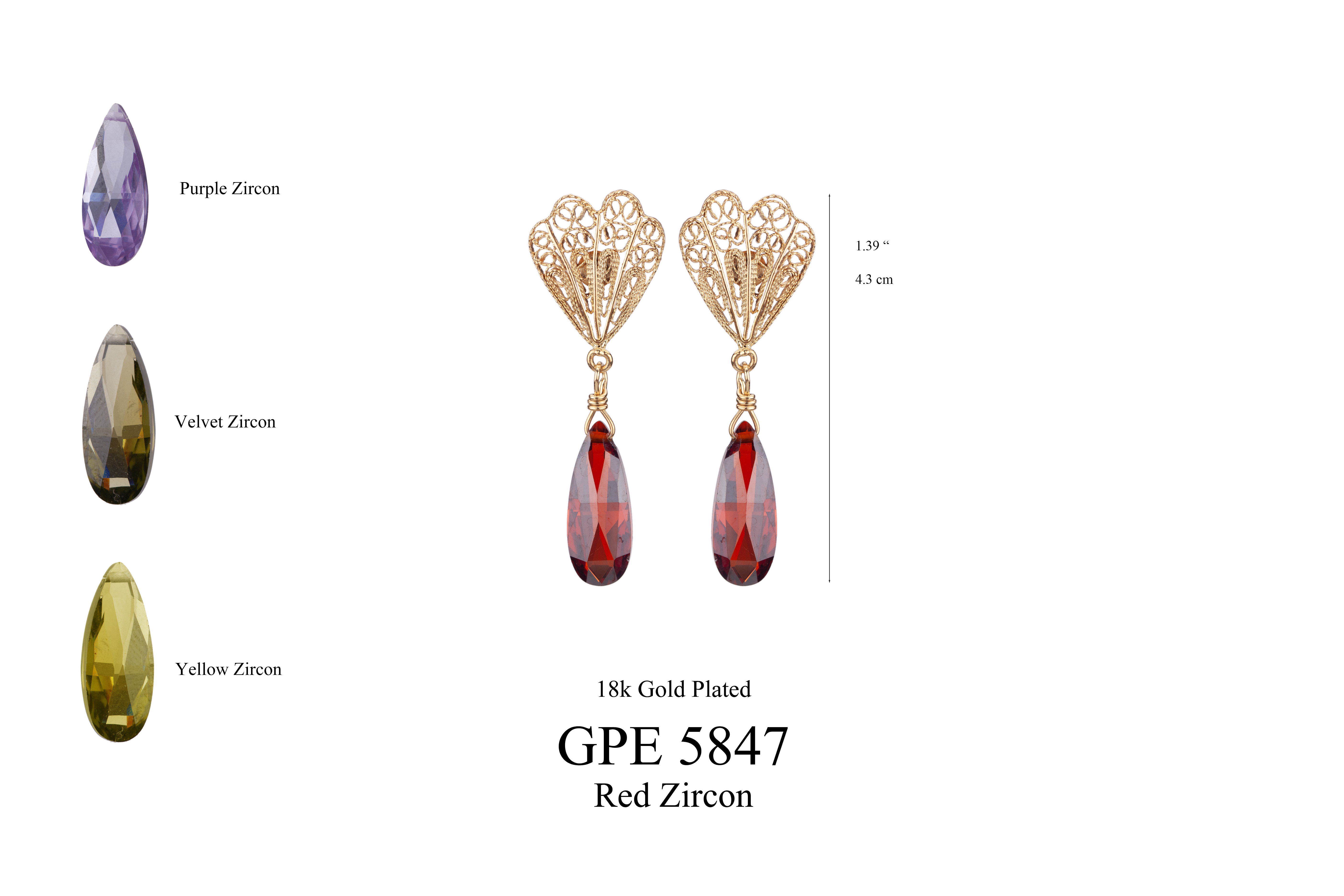 POST PANSY PETAL W. INDIAN CUT CIRCULAR ZIRCONIA DROP - 3