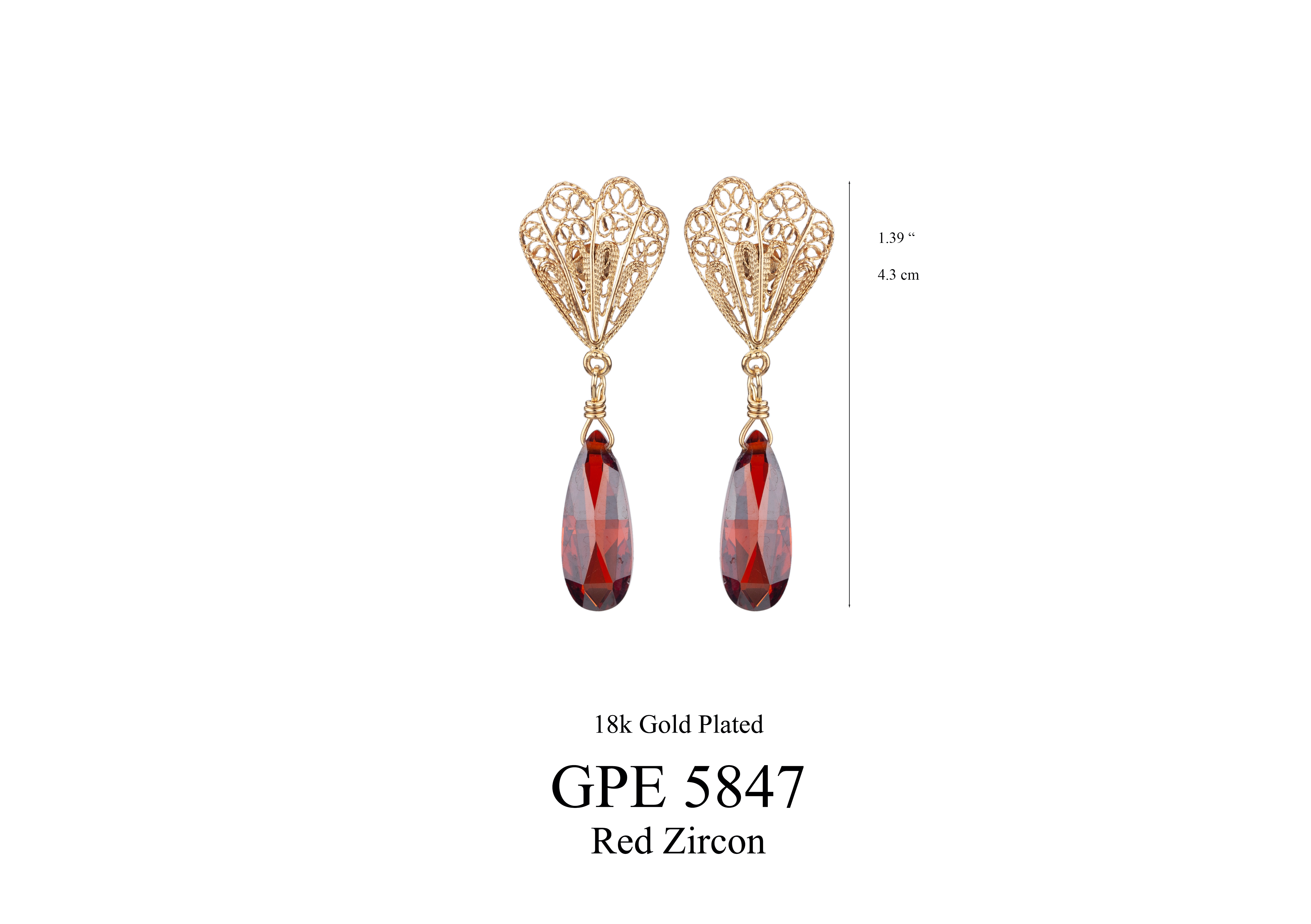 POST PANSY PETAL W. INDIAN CUT CIRCULAR ZIRCONIA DROP - 4