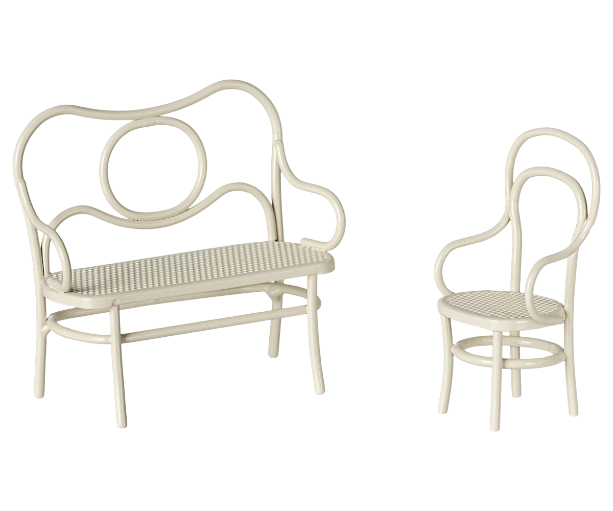 Maileg - Café set, Mouse, Small - Off white - 3