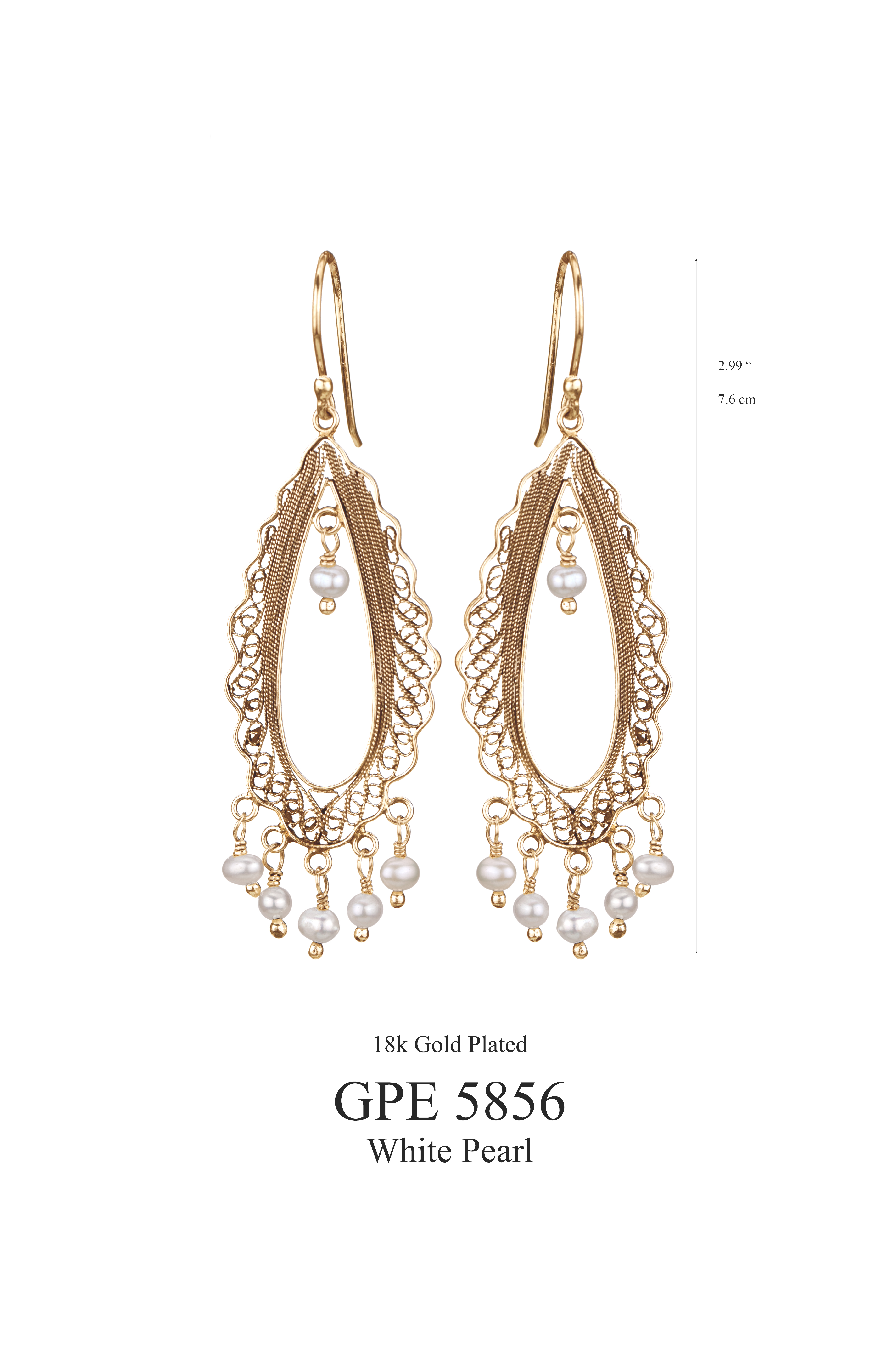 HANG LONG OVAL PETAL EARRING W. TINY PEARLS - 2