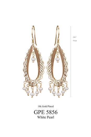 HANG LONG OVAL PETAL EARRING W. TINY PEARLS