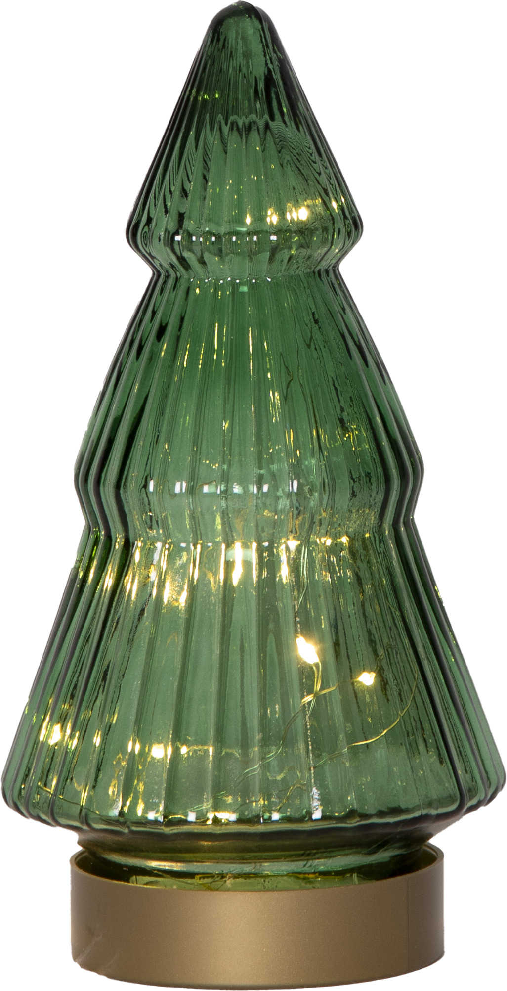 Gran i grönt glas med belysning 19,5 cm - batteri - 3