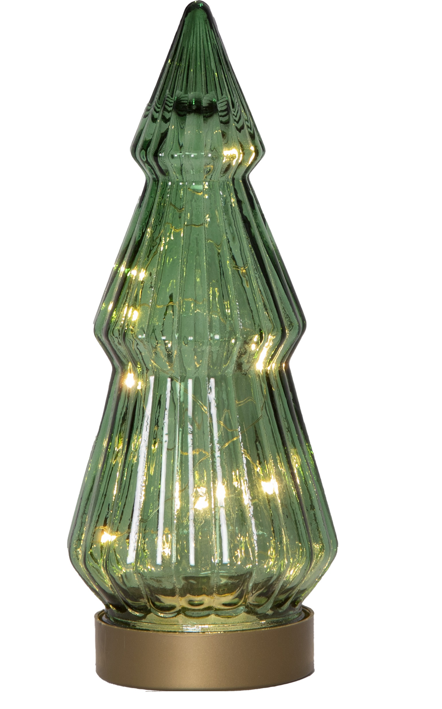 Gran i grönt glas med belysning 24 cm - batteri - 3