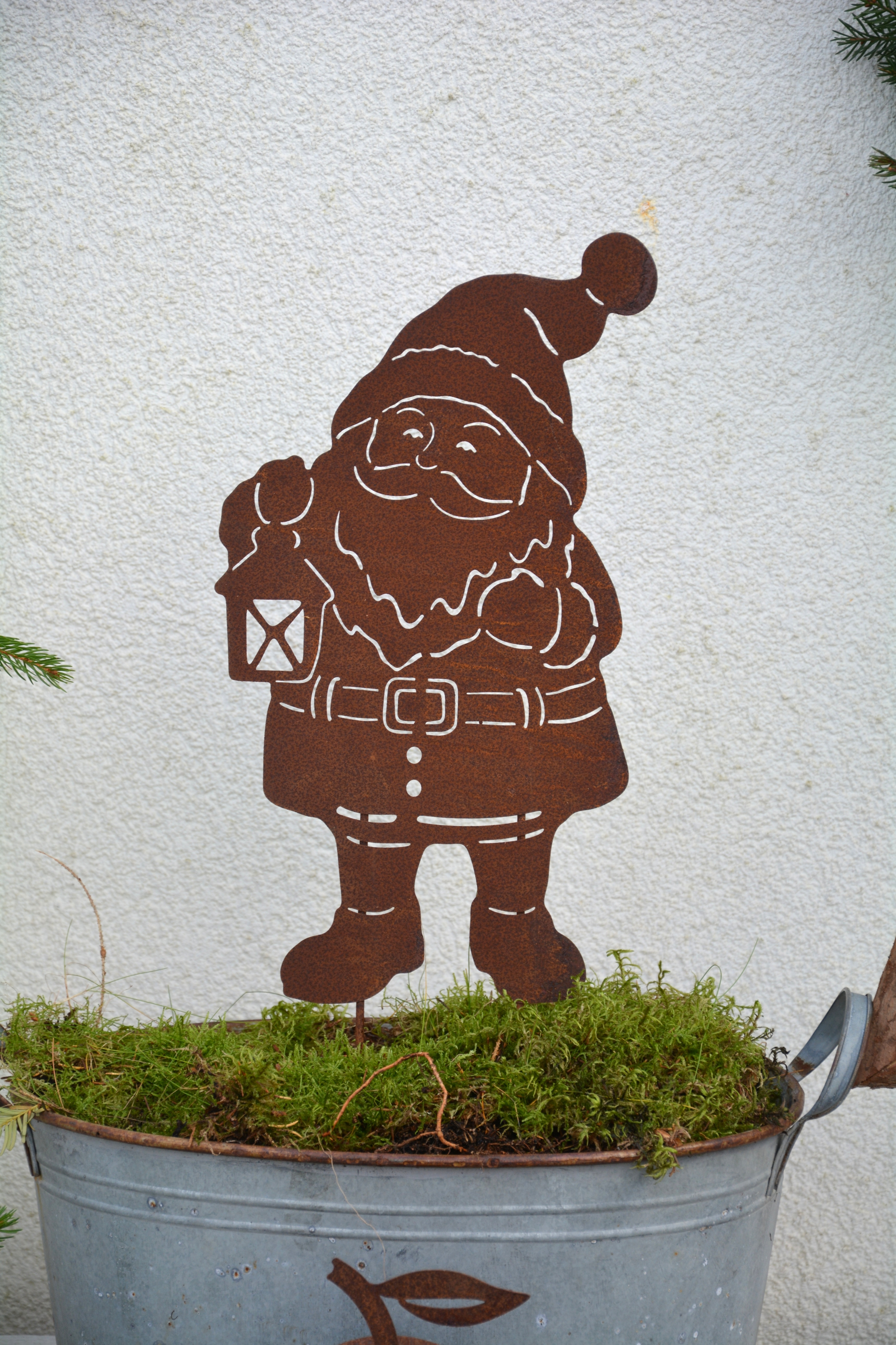 Rostig tomte med lykta 53 cm. Rostig plåt