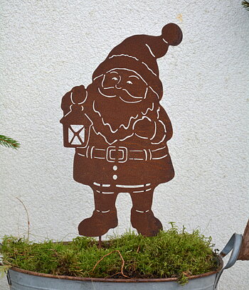 Rostig tomte med lykta 53 cm. Rostig plåt