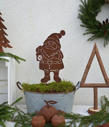 Rostig tomte med lykta 53 cm. Rostig plåt