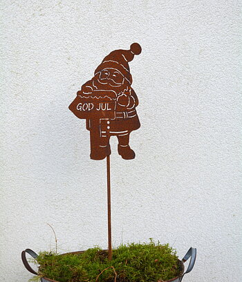 Rostig tomte GOD JUL 120 cm. Rostig plåt