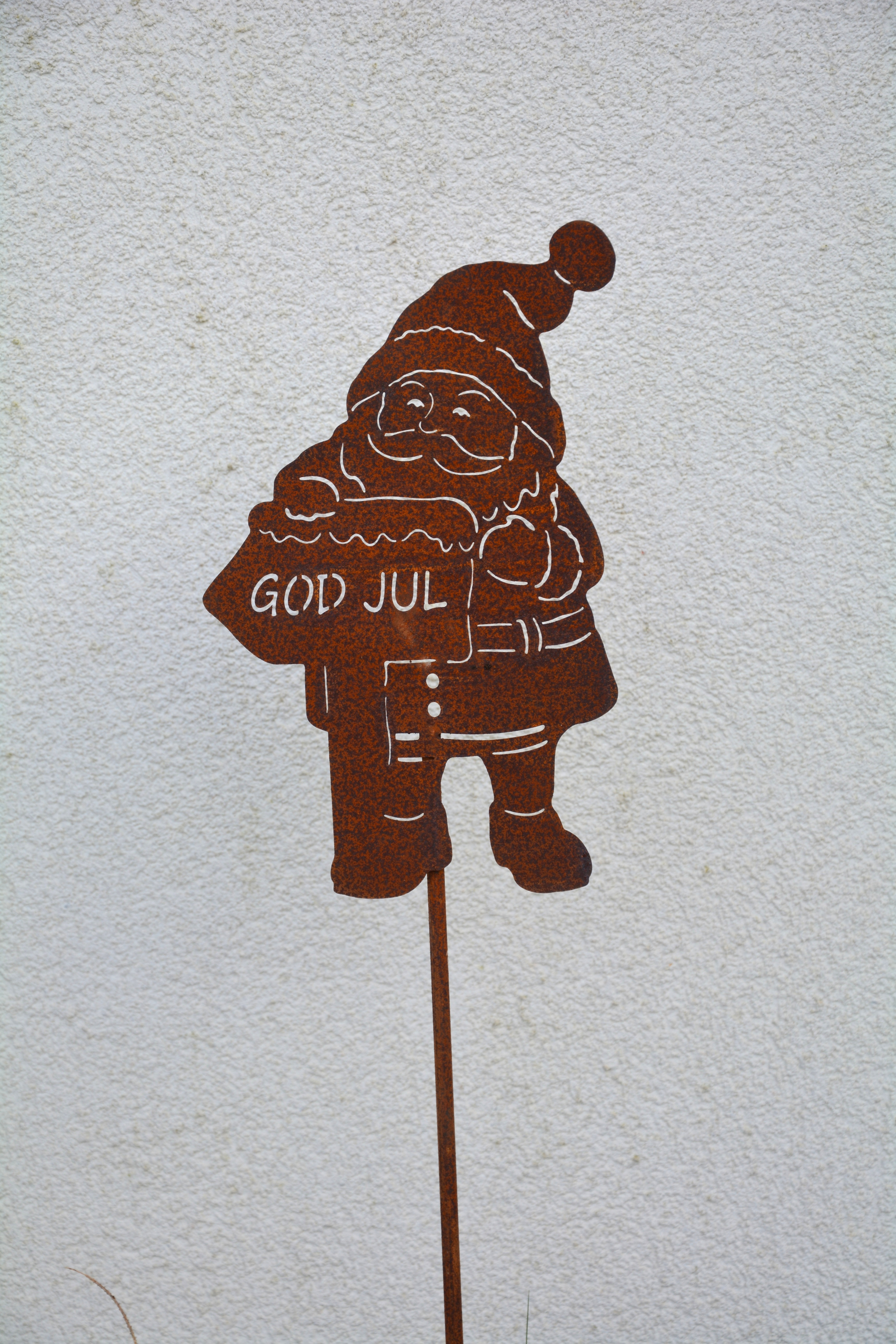 Rostig tomte GOD JUL 120 cm. Rostig plåt - 3