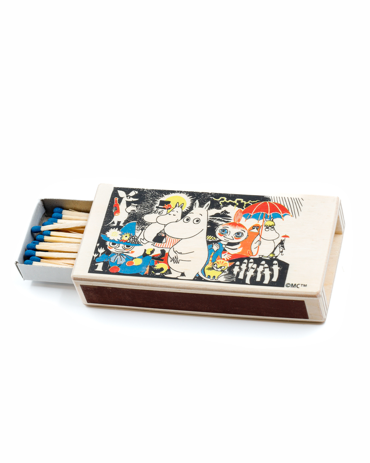  Tändsticksask i trä, Mumin familj
