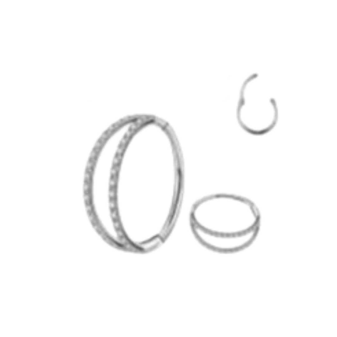 Clicker double row crystals - surgical steel 316L