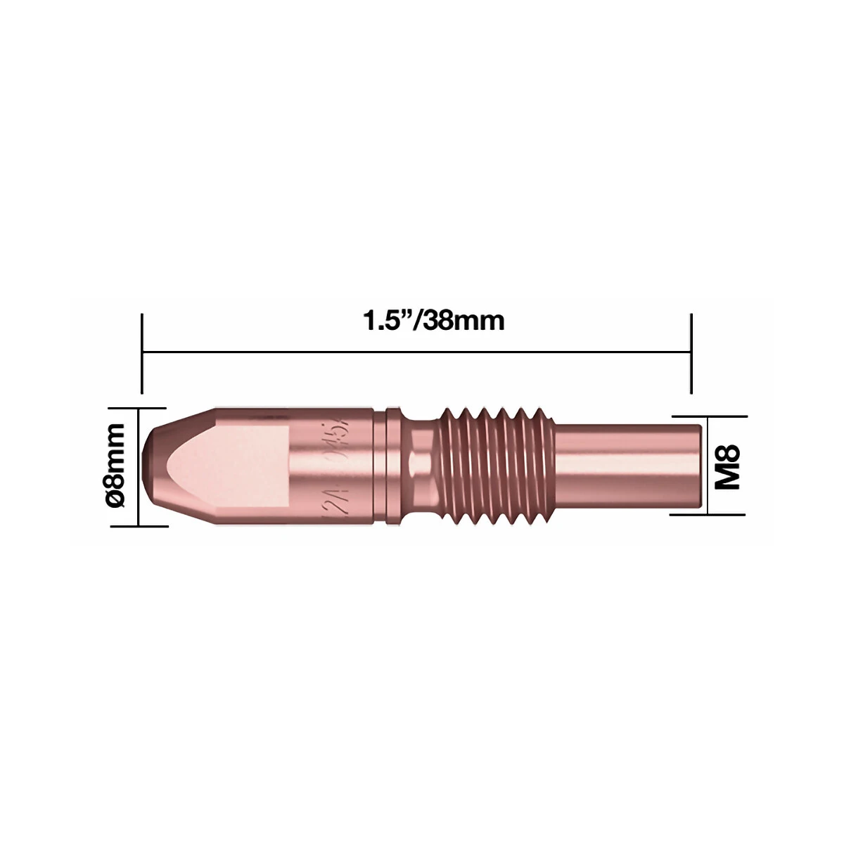 Kontaktrör M8 1,0mm/38mm CRZR 5st