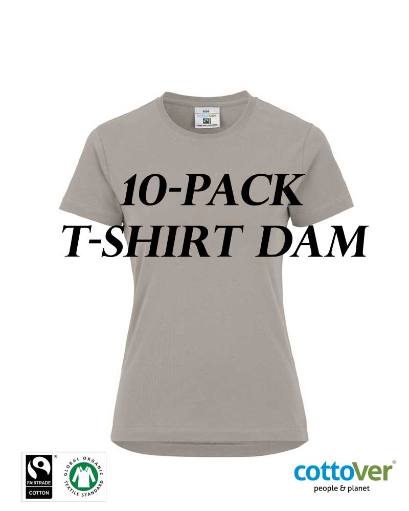 10-PACK Cottover - T-shirt Klassisk - Dam - Fairtrade & Ekologisk GOTS - 29 olika färger - 