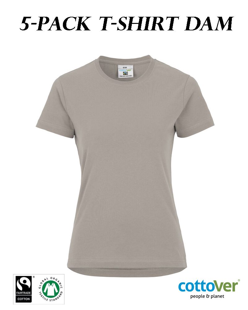 5-PACK Cottover - T-shirt Klassisk - Dam - Fairtrade & Ekologisk GOTS - 29 olika färger 