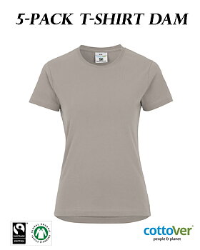5-PACK Cottover - T-shirt Klassisk - Dam - Fairtrade & Ekologisk GOTS - 29 olika färger 