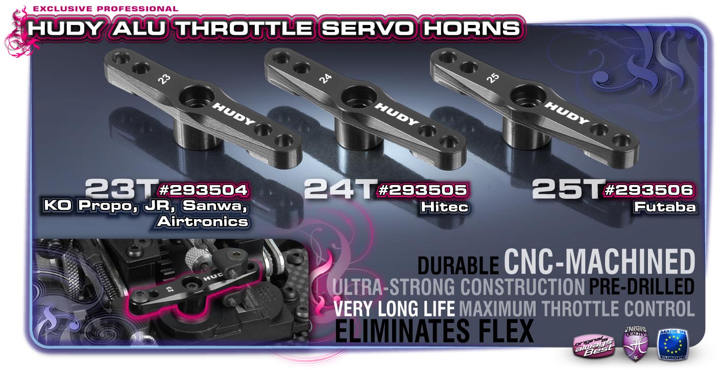 Hudy 293504 Alu Throttle Servo Horn - Ko Propo, Jr, Sanwa, Airtronics - 23T - 2