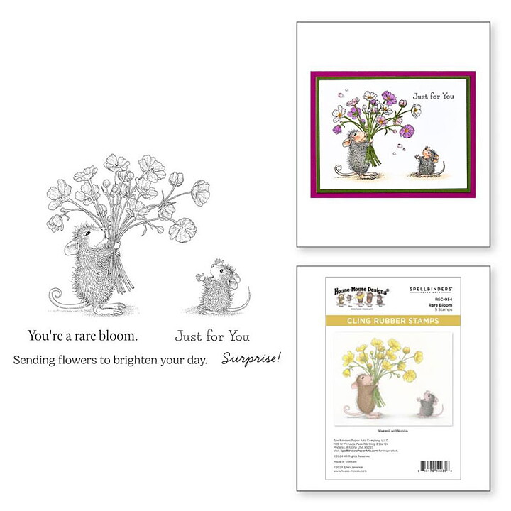 Spellbinders House Mouse Cling Rubber Stamps - Rare Bloom
