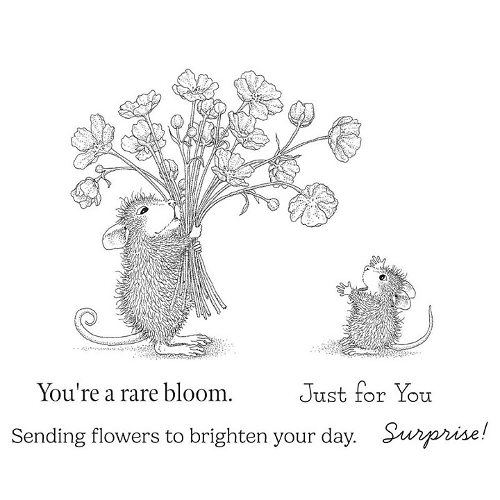 Spellbinders House Mouse Cling Rubber Stamps - Rare Bloom