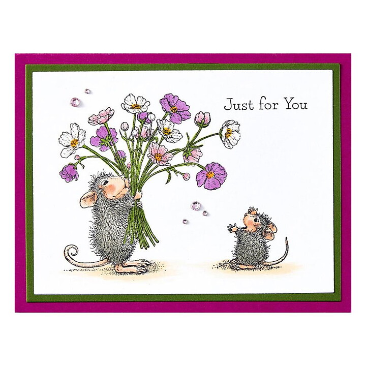 Spellbinders House Mouse Cling Rubber Stamps - Rare Bloom
