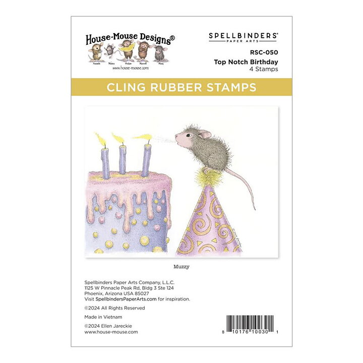 Spellbinders House Mouse Cling Rubber Stamps - Top Notch Birthday