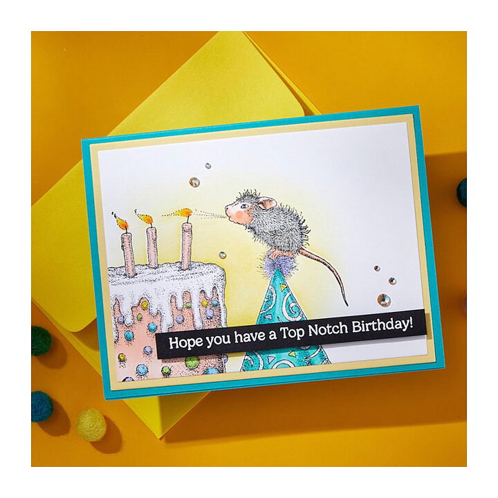Spellbinders House Mouse Cling Rubber Stamps - Top Notch Birthday