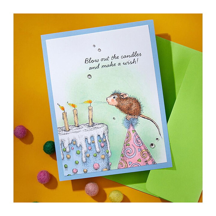 Spellbinders House Mouse Cling Rubber Stamps - Top Notch Birthday