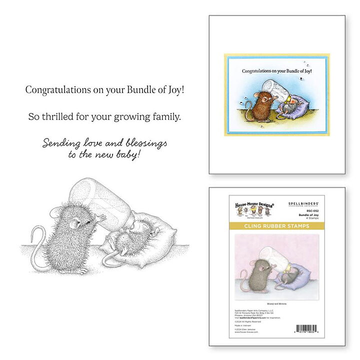 Spellbinders House Mouse Cling Rubber Stamps - Bundle of Joy