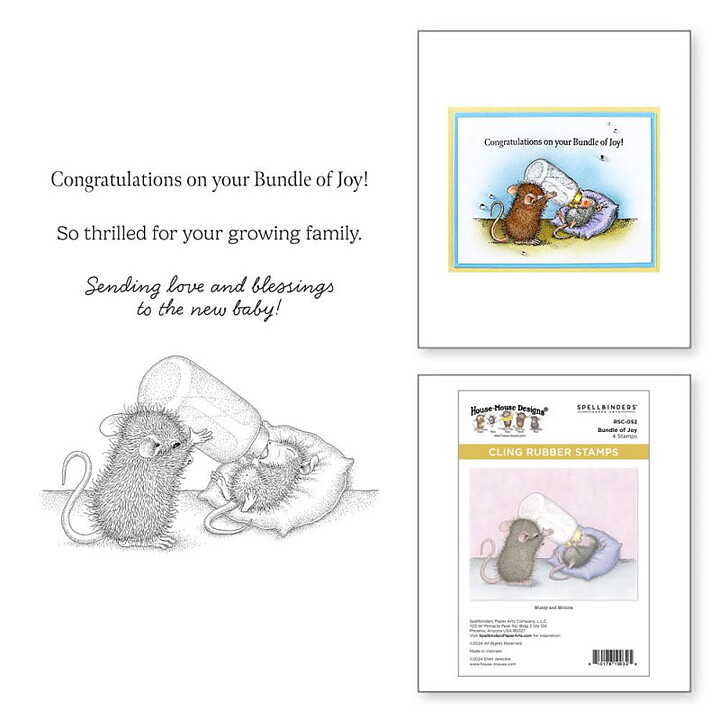 Spellbinders House Mouse Cling Rubber Stamps - Bundle of Joy
