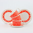 Stig Lindberg (Balett 1967) Three Plastic Cups with Red Flower Decor (2)