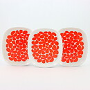 Stig Lindberg (Balett 1967) Three Plastic Plates with Red Flower Decor 17 cm (2)