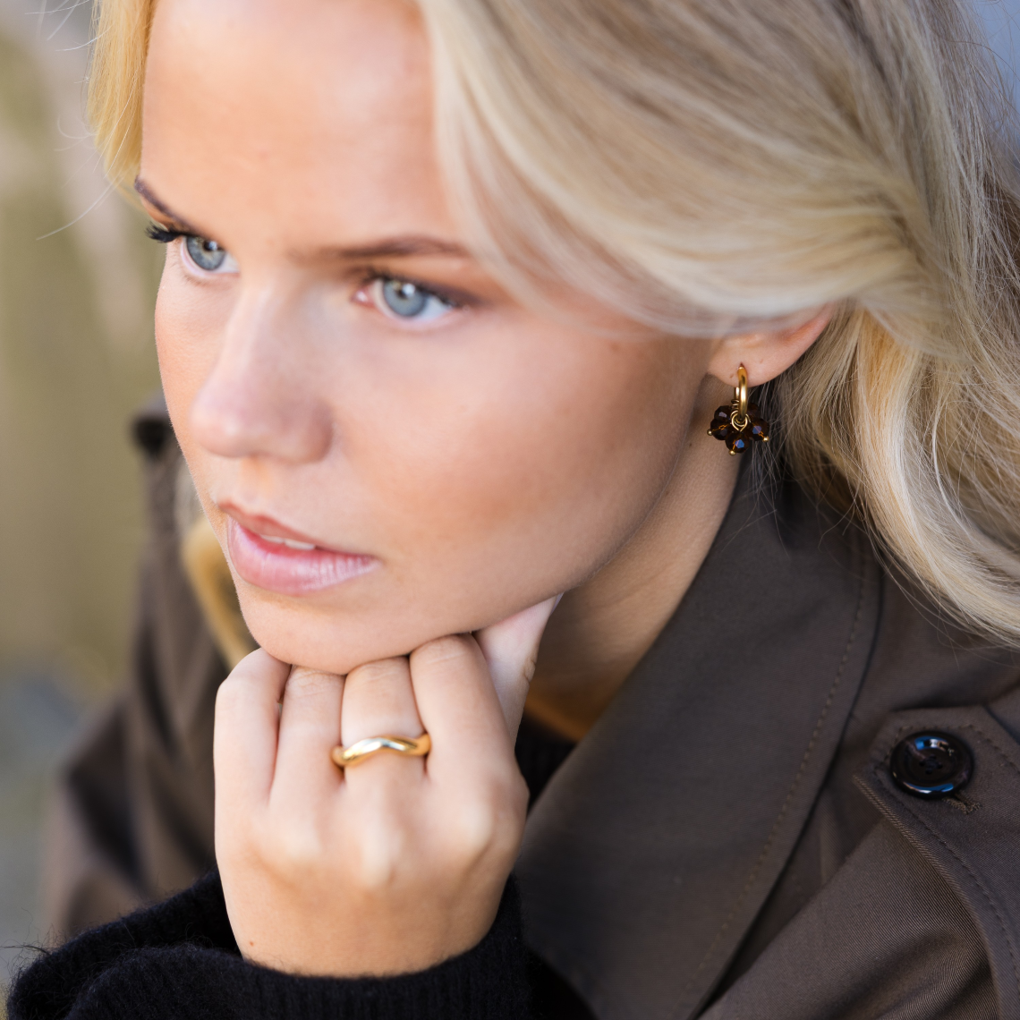 Palma Mini Hoop - Brown Gold - By Jolima - 3