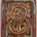 Gerd Hiort Petersen (1961) Brown/Blue Wall Plaque with Flower Motif 39 cm