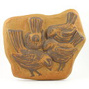 Brown Relief Wall Plaque with Bird Decor from Söholm 36 cm (1970s)