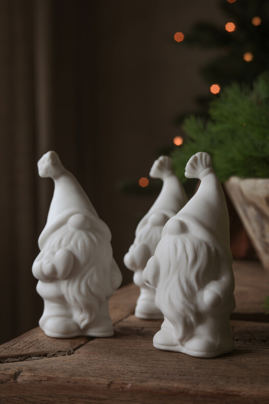 Mr Santa med hjärta | 4x3x8 cm | Tomte | Vit - Keramik | Majas Cottage - 2