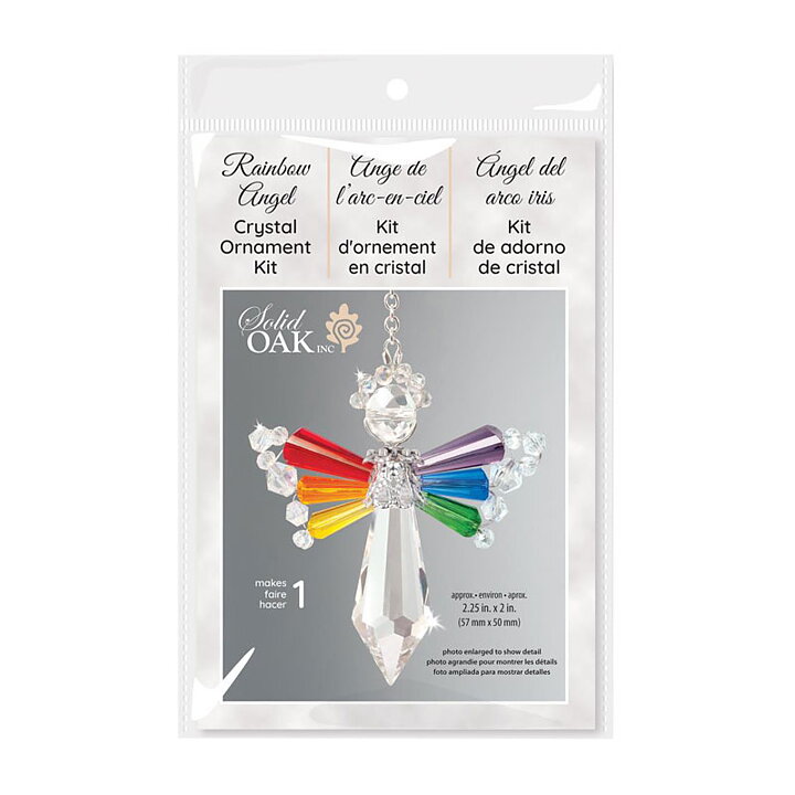 Solid Oak Crystal Angel Ornament Kit - Rainbow