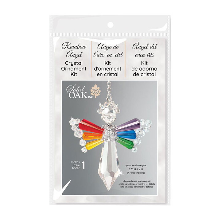 Solid Oak Crystal Angel Ornament Kit - Rainbow