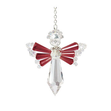 Solid Oak Crystal Angel Ornament Kit - January "garnet"