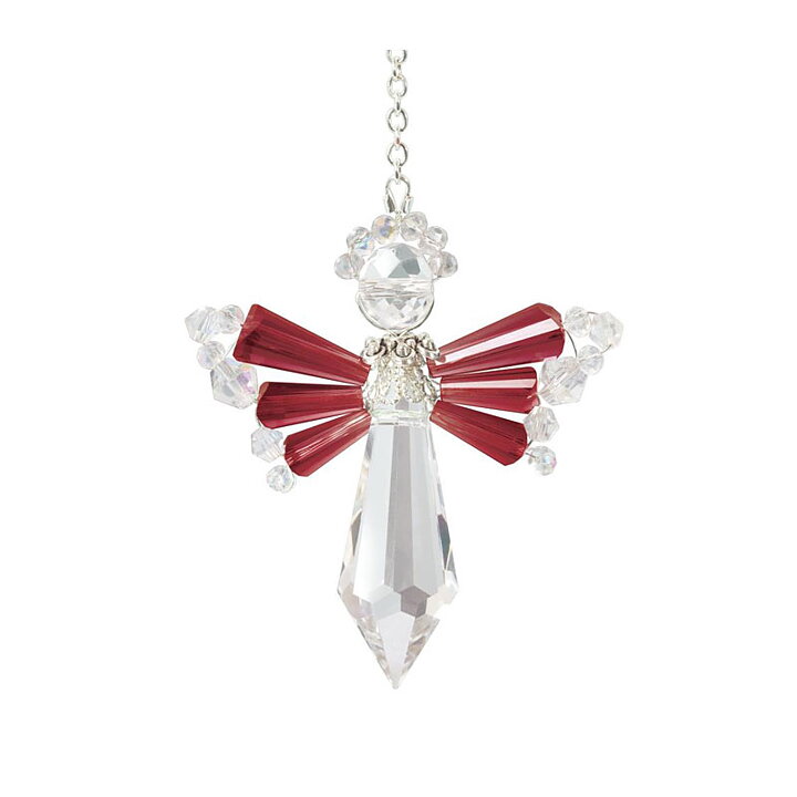 Solid Oak Crystal Angel Ornament Kit - January "garnet"