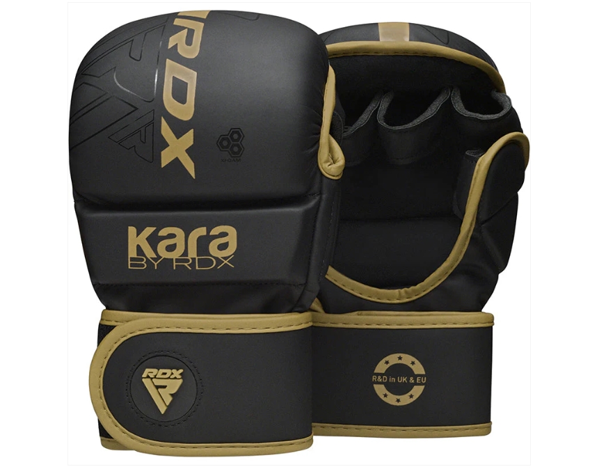 MMA Grappling glove RDX KARA F6 Black/Gold SMMAF Approved