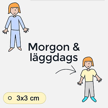 Bildstödsbilder Morgon och läggdags, 3x3 cm