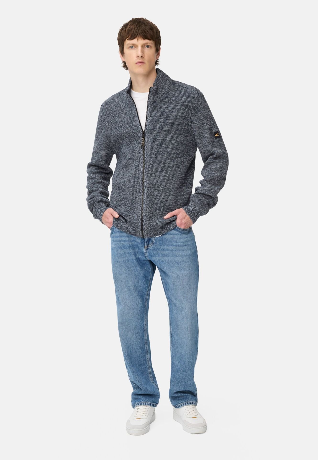 Cardigan med dragkedja, blå från camel active, 