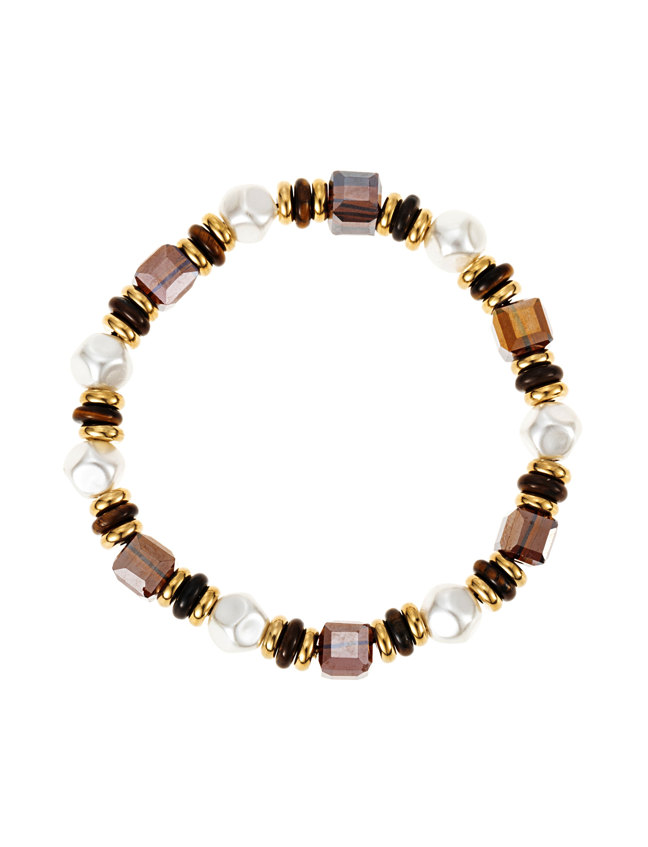 Elastic Brown Mix Bracelet - By Jolima