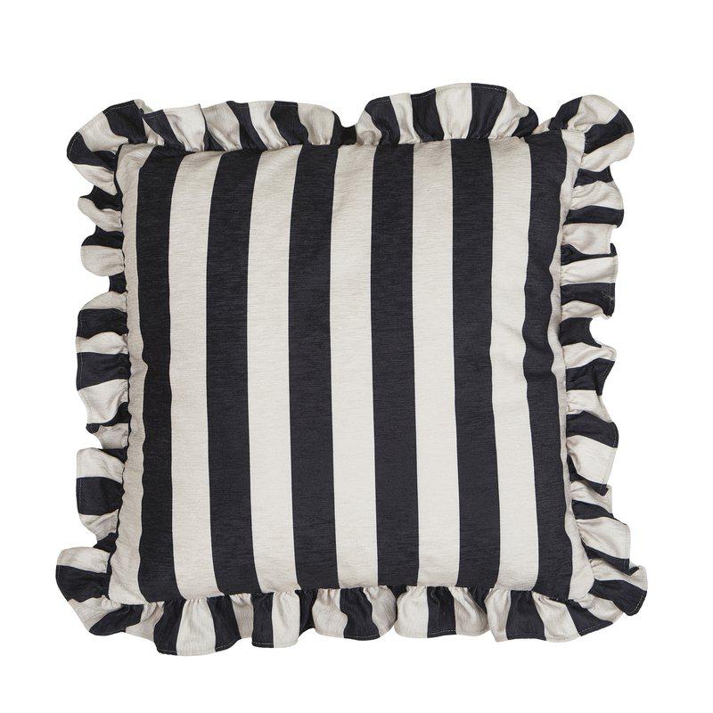  Bredrandigt Kuddfodral med Volang Charcoal