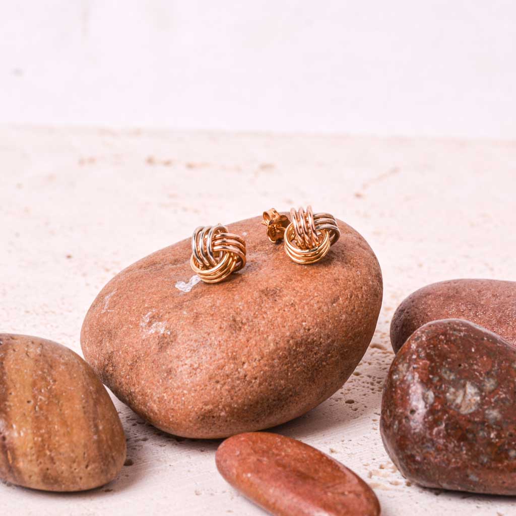 Gold-Ohrringe Knoten 3-farbig, 18k Gold, Vintage - 4