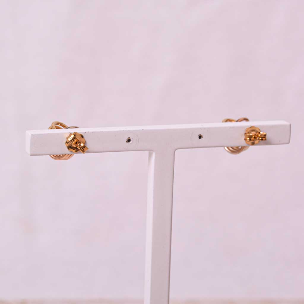 Gold-Ohrringe Knoten 3-farbig, 18k Gold, Vintage - 2