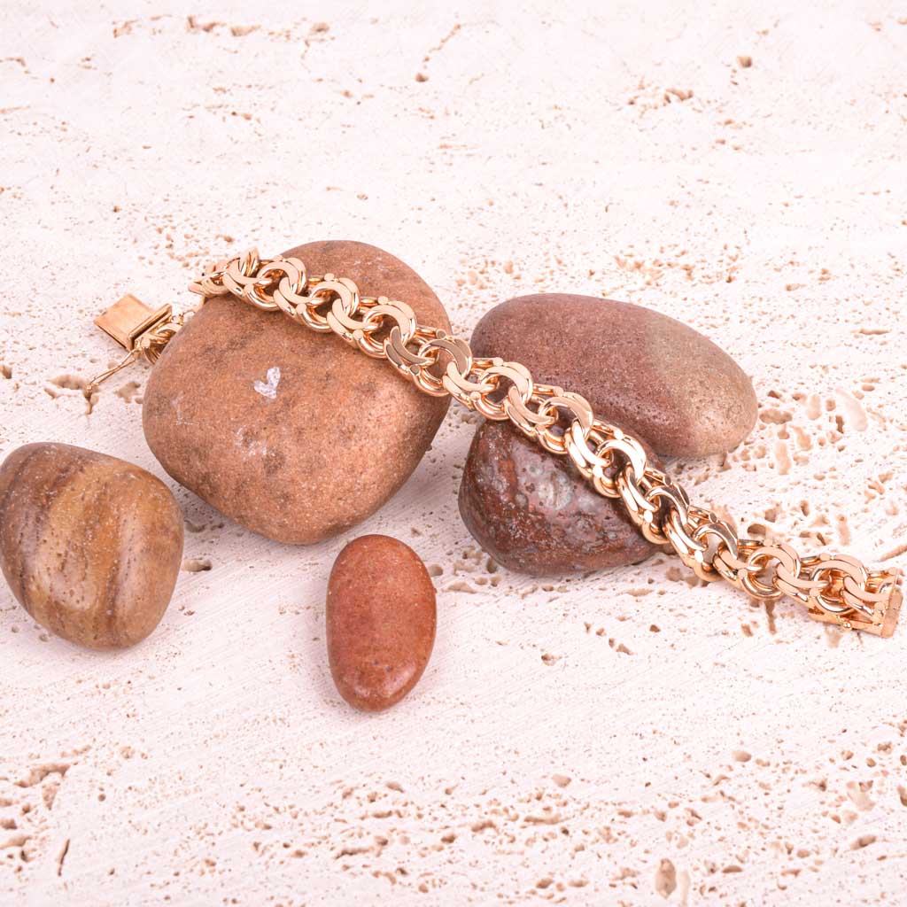 Raskas kultainen rannekoru Bismarck 18,5cm Vintage