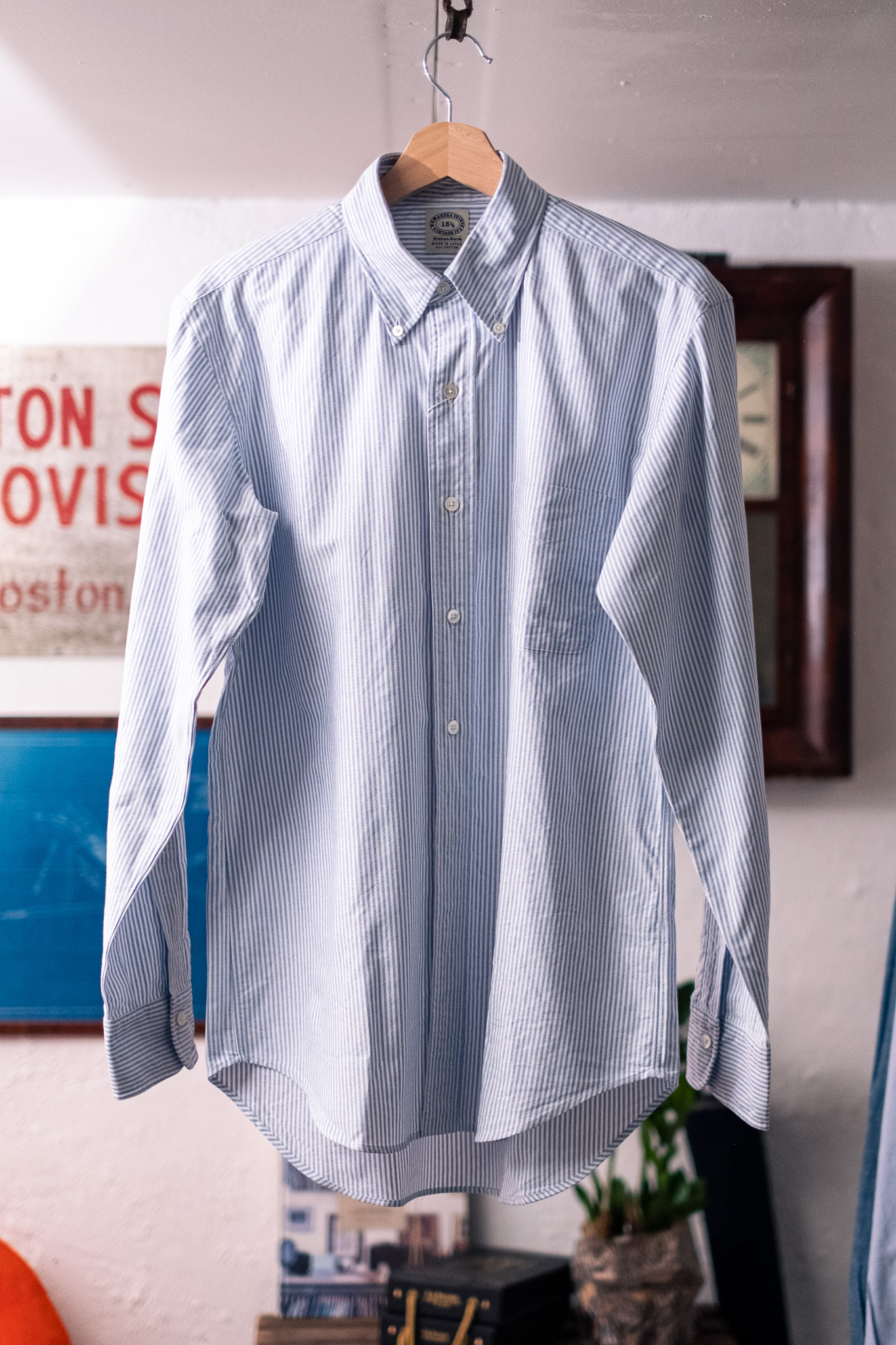 Kamakura - Vintage Ivy Fit Button Down Oxford Shirt Blue University Stripe 