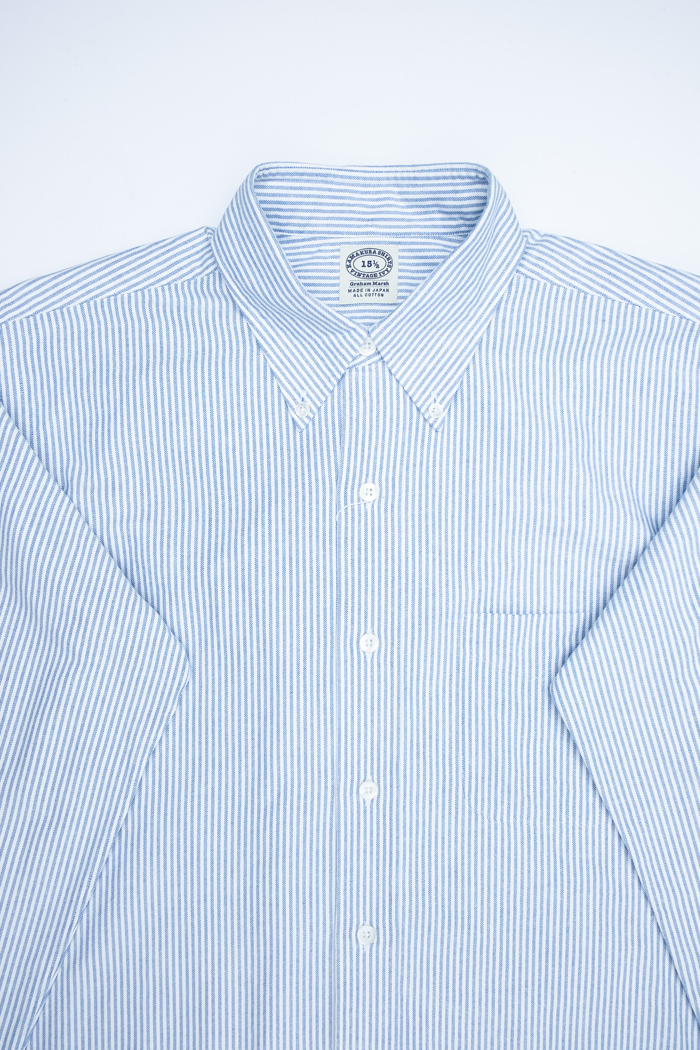 Kamakura - Vintage Ivy Fit Button Down Oxford Shirt Blue University Stripe  - 3